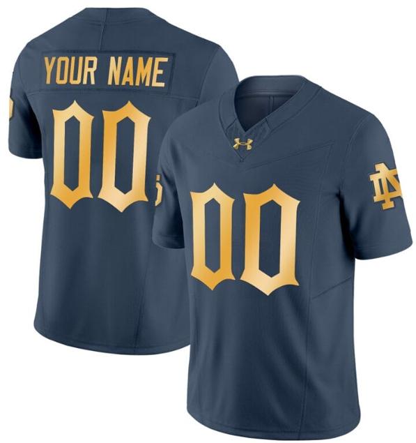 Men's Custom Notre Dame Jersey Name and Number Fighting Irish 2024 Vapor Limited College Football Blue Gray