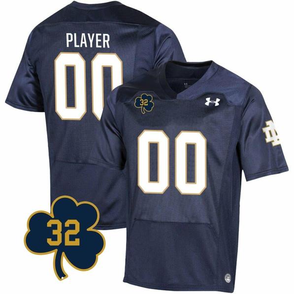 Men's Custom Notre Dame Fighting Irish Jersey Name and Number College Football Johnny Lujack Patch 32 Navy