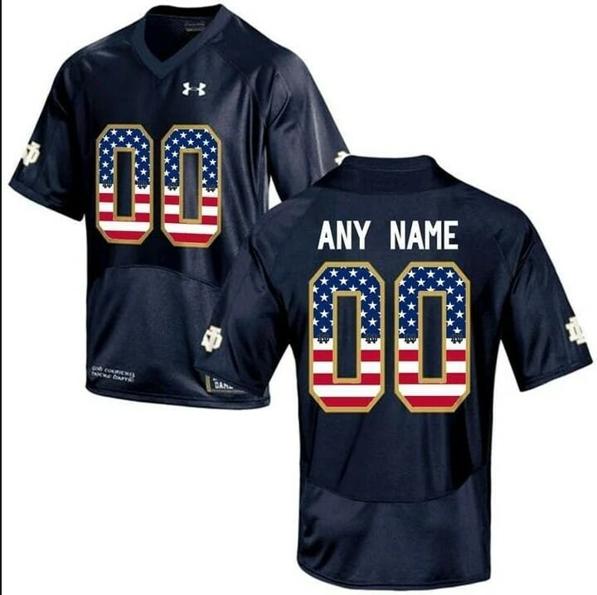 Men's Custom Notre Dame Fighting Irish Football Jersey Navy Blue College Limited Jersey