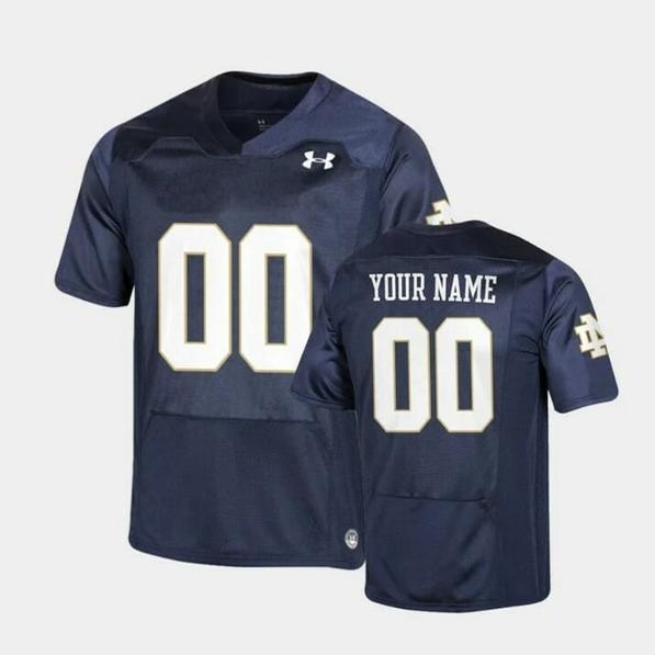 Men's Personalized Notre Dame Fighting Irish  Football Jersey Navy Replica Under Armour Jersey