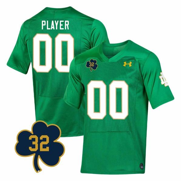 Men's Custom Notre Dame Fighting Irish Jersey Name and Number College Football Johnny Lujack Patch 32 Green