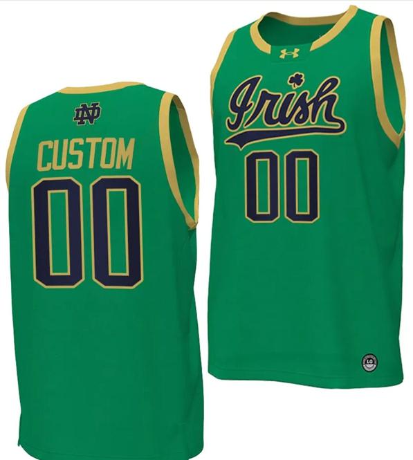 Men's Custom Notre Dame Fighting Irish  Jersey Name and Number Basketball uniform Green