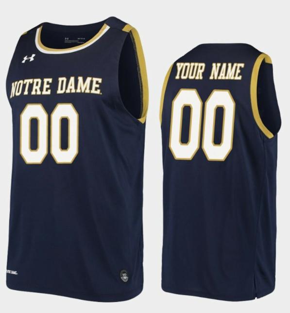 Men's Custom Notre Dame Fighting Irish  Jersey Name and Number College Basketball Navy