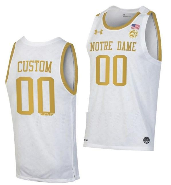 Men's Custom Notre Dame Fighting Irish  Jersey Name and Number College Basketball Yellow White