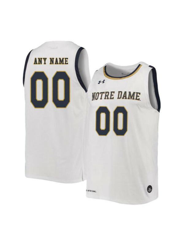 Men's Custom Notre Dame Fighting Irish Jersey College Basketball Name and Number White Retro