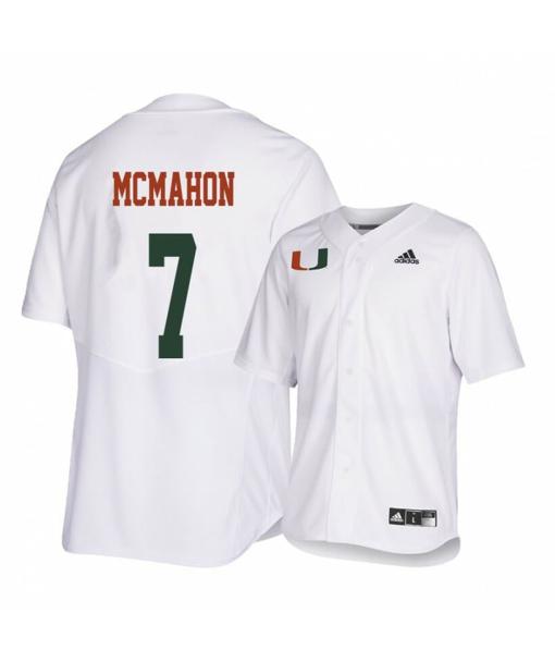 Men's Miami Hurricanes 7 Chris Mcmahon White College Baseball Jersey