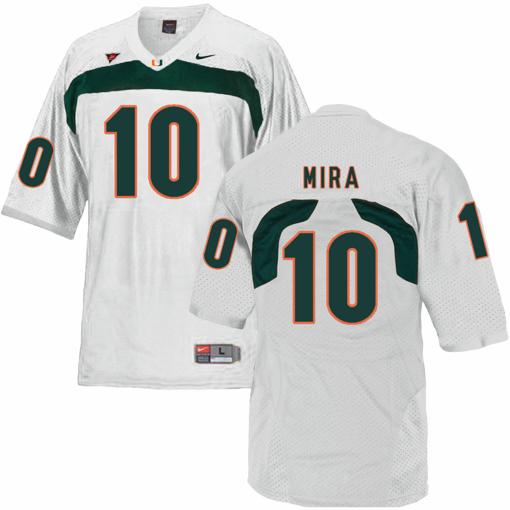 Men's Miami Hurricanes #10 Mira NCAA College Football Jersey White