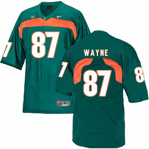 Men's Miami Hurricanes #87 Wayne NCAA College Football Jersey Green