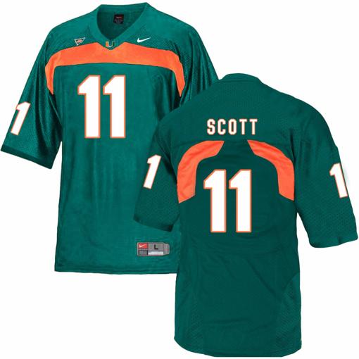 Men's Miami Hurricanes #11 Scott NCAA College Football Jersey Green