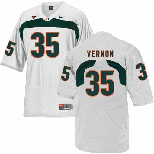 Men's Miami Hurricanes #25 Vernon NCAA College Football Jersey White