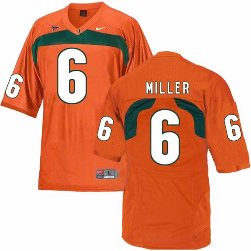 Men's Miami Hurricanes #6 Miller NCAA College Football Jersey Orange