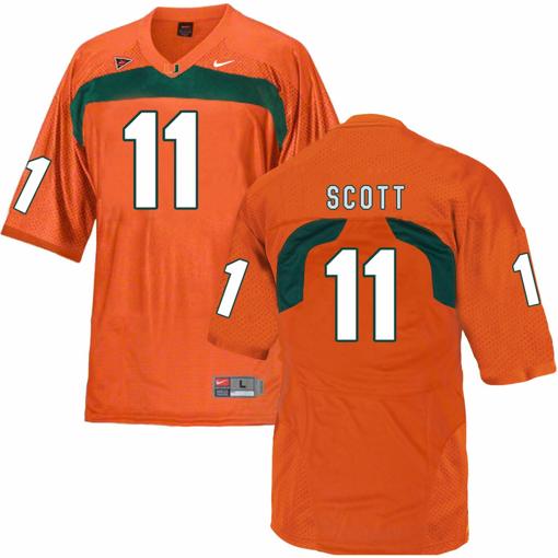 Men's Miami Hurricanes #11 Scott NCAA College Football Jersey Orange