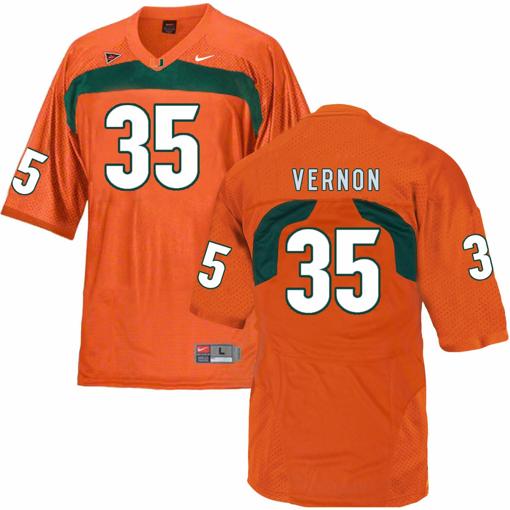 Men's Miami Hurricanes #25 Vernon NCAA College Football Jersey Orange