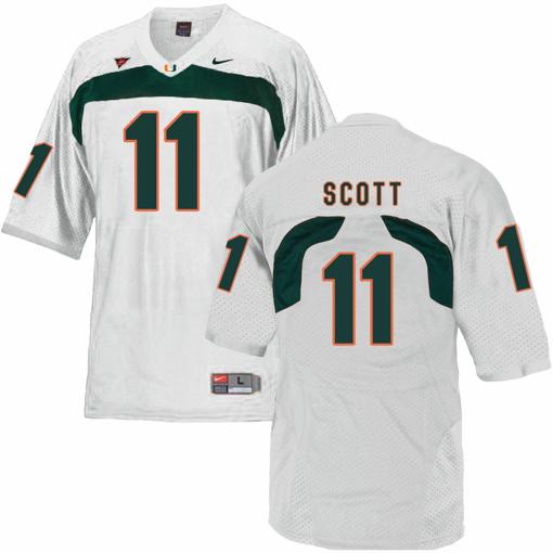 Men's Miami Hurricanes #11 Scott NCAA College Football Jersey White