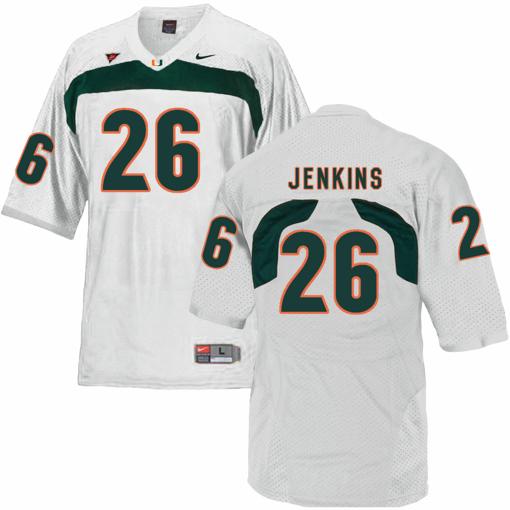 Men's Miami Hurricanes #26 Jenkins NCAA College Football Jersey White