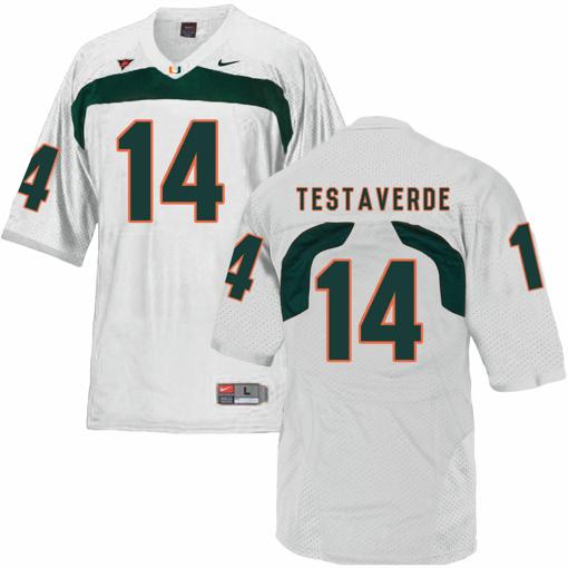 Men's Miami Hurricanes #14 Testaverde NCAA College Football Jersey White