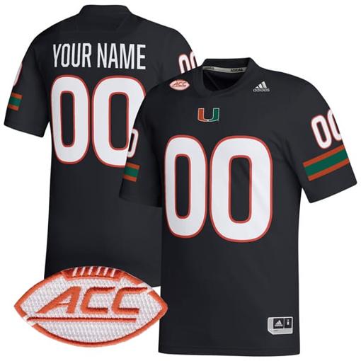 Men's Custom Miami Hurricanes Jersey Name and Number College Football Black Alternate Game All Stitched