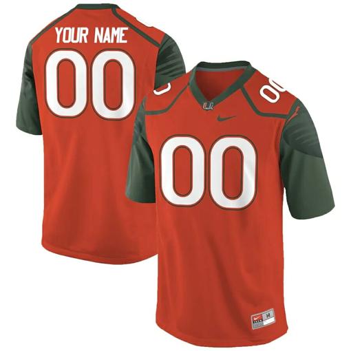 Men's Custom Miami Hurricanes Football Jersey Name Number College Orange