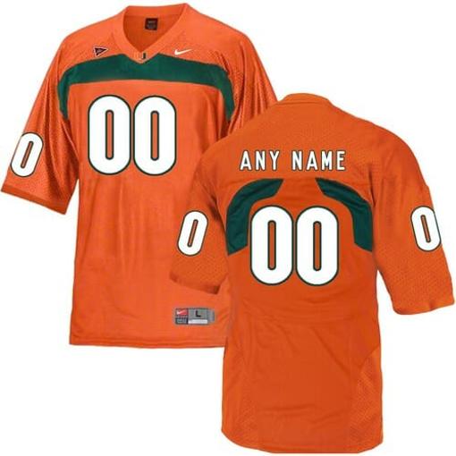 Men's Miami Hurricanes Custom Football Jersey Name Number Orange College