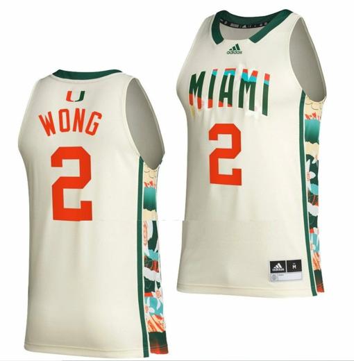 Men's Isaiah Wong Jersey Miami Hurricanes College Basketball White Honoring Black Excellence #2