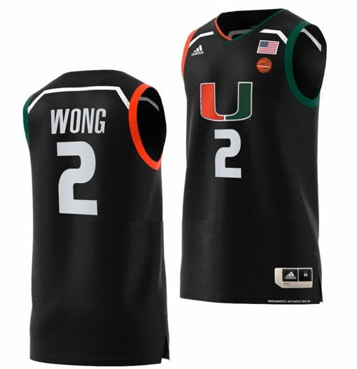 Men's Isaiah Wong Jersey Miami Hurricanes College Basketball Swingman Black #2