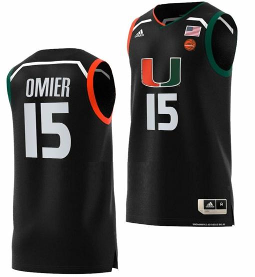 Men's Norchad Omier Jersey Miami Hurricanes College Basketball Swingman Black #15