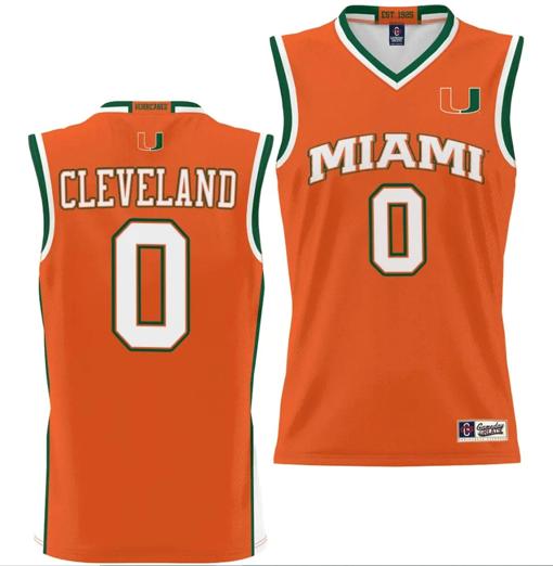 Men's Matthew Cleveland Jersey #0 Miami Hurricanes NIL College Basketball Lightweight Orange