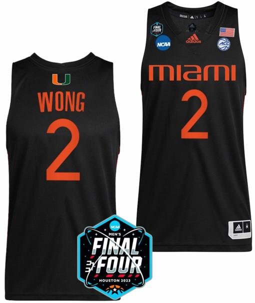 Men's Isaiah Wong Jersey Miami Hurricanes 2023 NCAA Final?Four White College Basketball #2