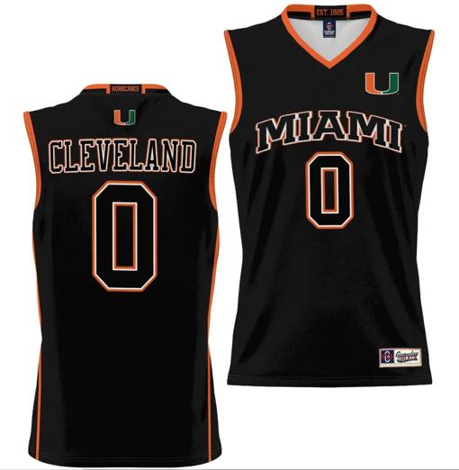 Men's Matthew Cleveland Jersey #0 Miami Hurricanes NIL College Basketball Lightweight Black