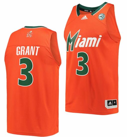 Men's Malcolm Grant Jersey Miami Hurricanes College Basketball Reverse Retro Orange #3