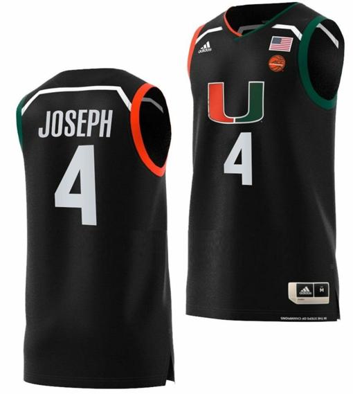 Men's Bensley Joseph Jersey Miami Hurricanes College Basketball Swingman Black #4