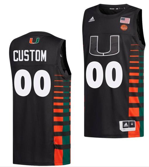 Men's Custom Miami Hurricanes Jersey Name And Number College Basketball ACC Black