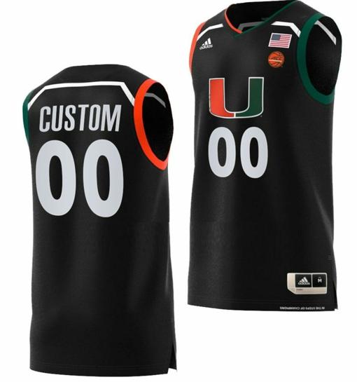 Men's Custom Miami Hurricanes Jersey Name and Number College Basketball Black Replica