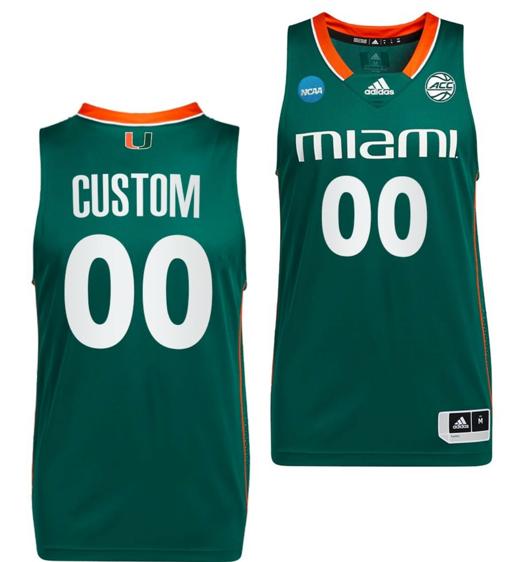 Men's Custom Miami Hurricanes Jersey Name And Number College Basketball March Madness Green