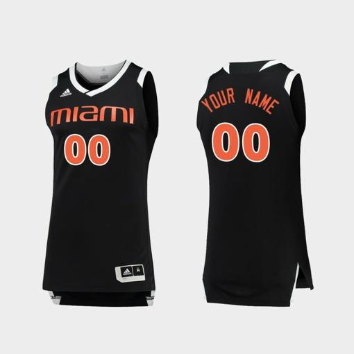 Men's Custom Name Number Miami Hurricanes Black White Chase College Basketball Jersey