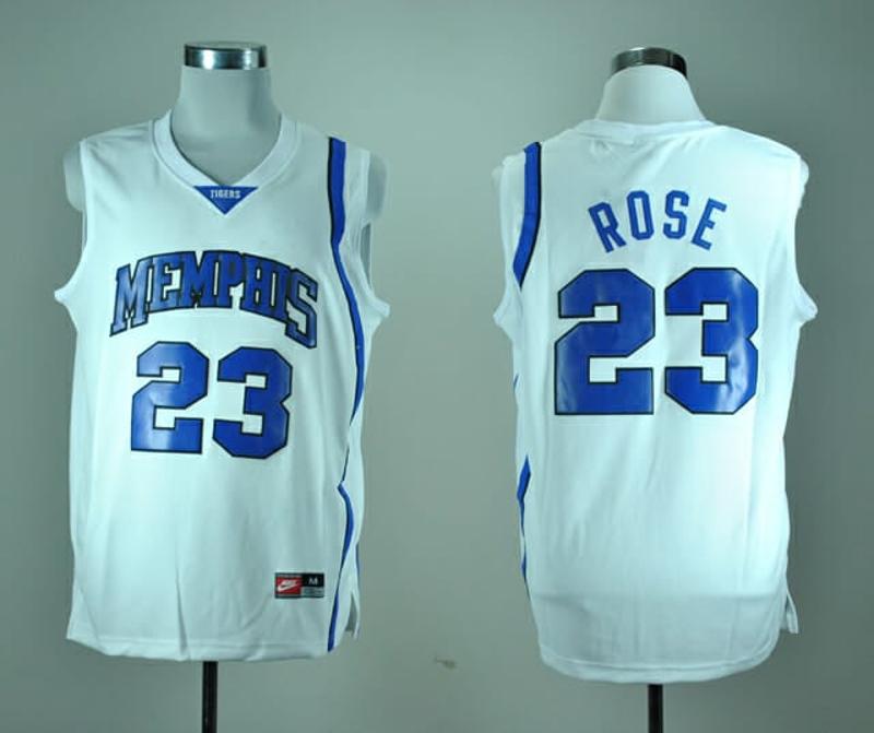 Men's Memphis Tigers #23 Derrick Rose Basketball Jersey White