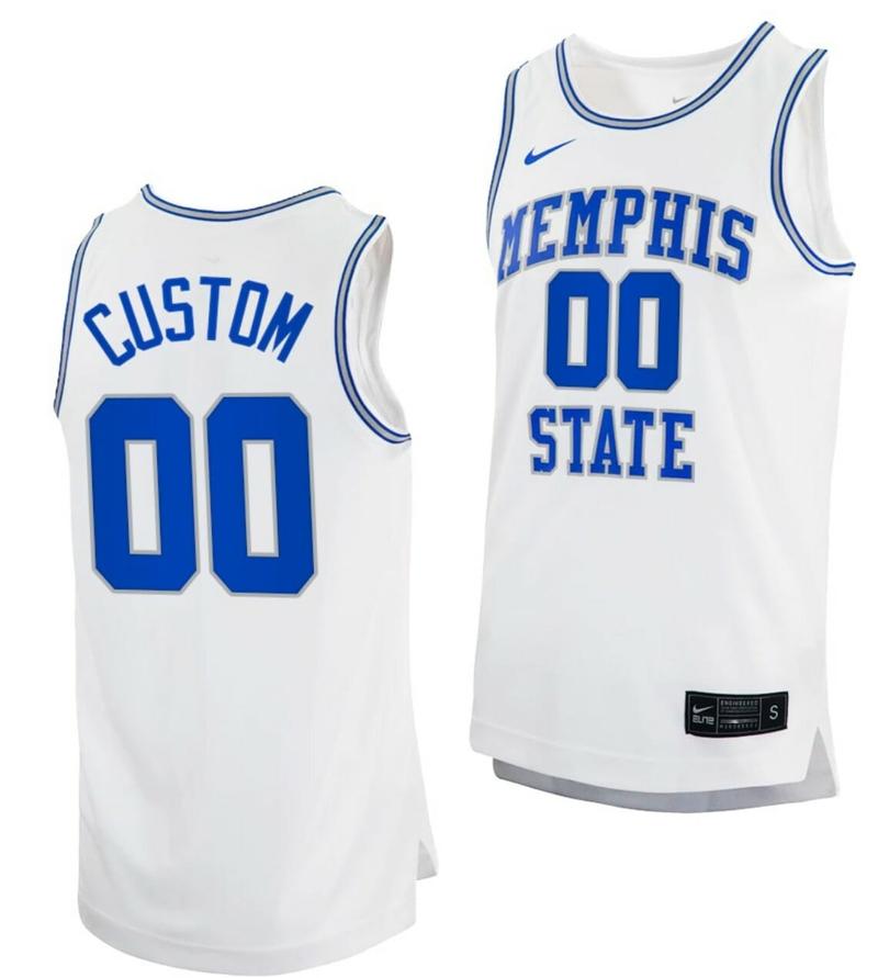 Men's Custom Memphis Tigers Jersey Name and Number College Basketball White Retro