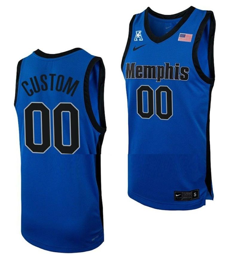 Men's Custom Memphis Tigers Jersey Name and Number College Basketball Replica Blue