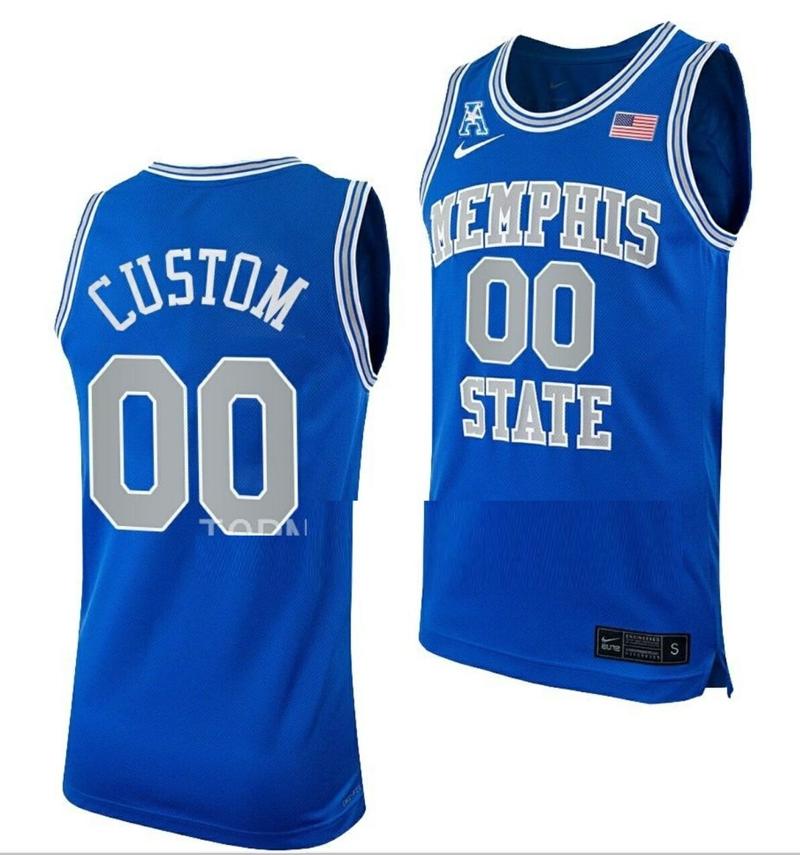 Men's Custom Memphis Tigers Jersey Name and Number College Basketball Blue Throwback