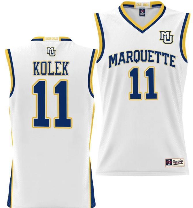 Men's Tyler Kolek Jersey #11 Marquette Golden Eagles NIL Basketball Lightweight White