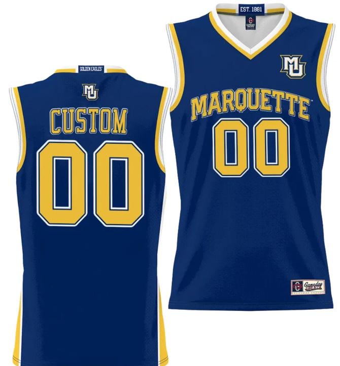 Men's Custom Marquette Golden Eagles Jersey Name and Number NIL Basketball Navy