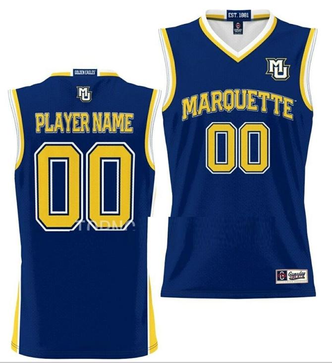 Men's Custom Marquette Golden Eagles Jersey Name and Number College Basketball NIL Pick-A-Player Blue