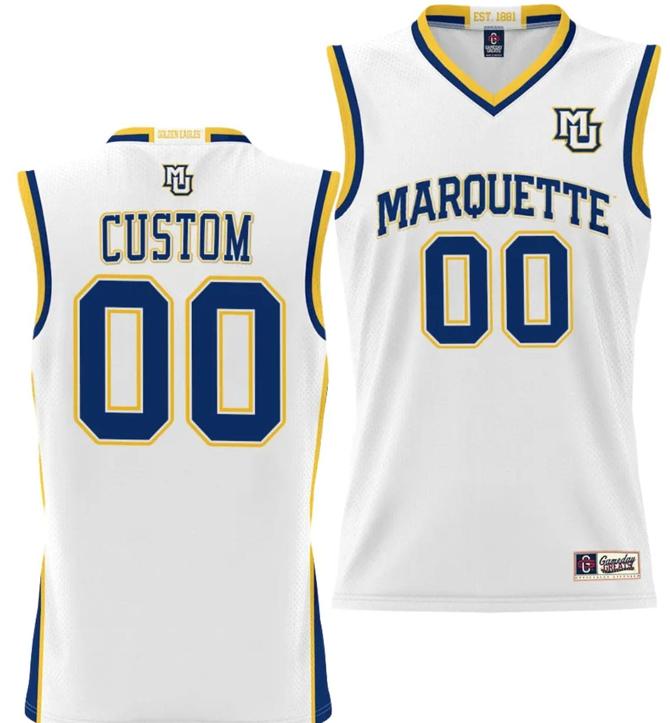 Men's Custom Marquette Golden Eagles Jersey Name and Number NIL Basketball White