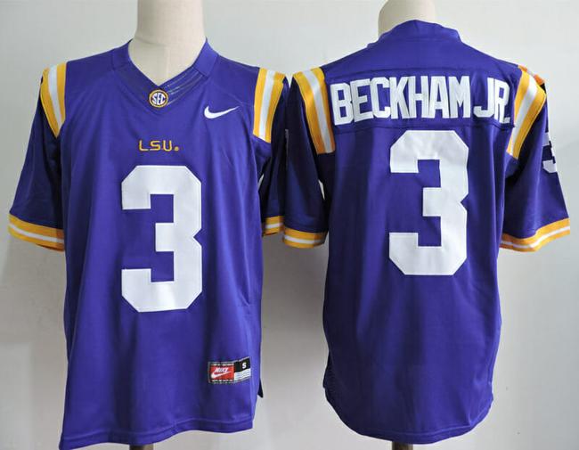 Men's LSU Tigers #3 Odell Beckham Jr College Football Jersey Blue