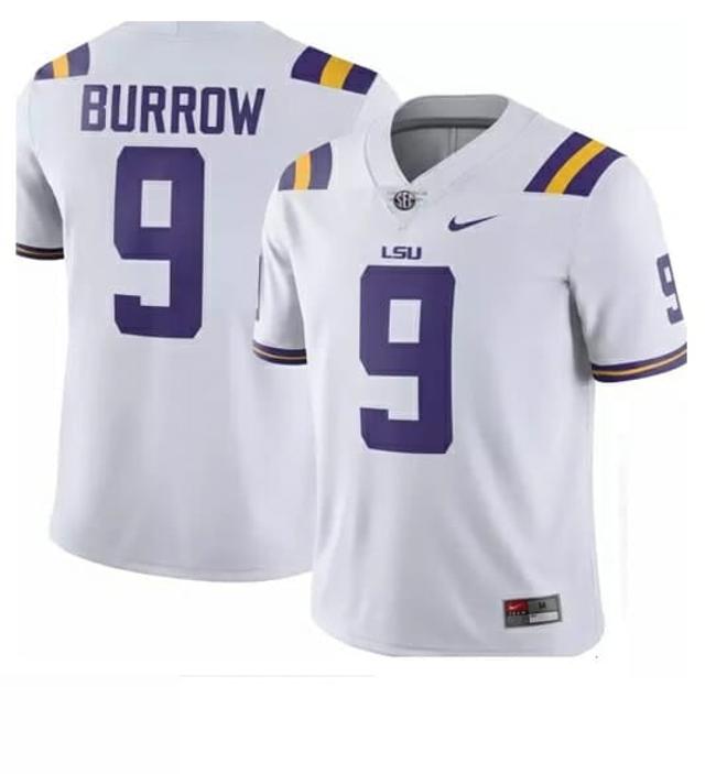 Men's Joe Burrow Jersey LSU Tigers #9 Football White