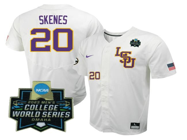 Men's 2023 College World Series Paul Skenes Jersey LSU Tigers NCAA Baseball White#20