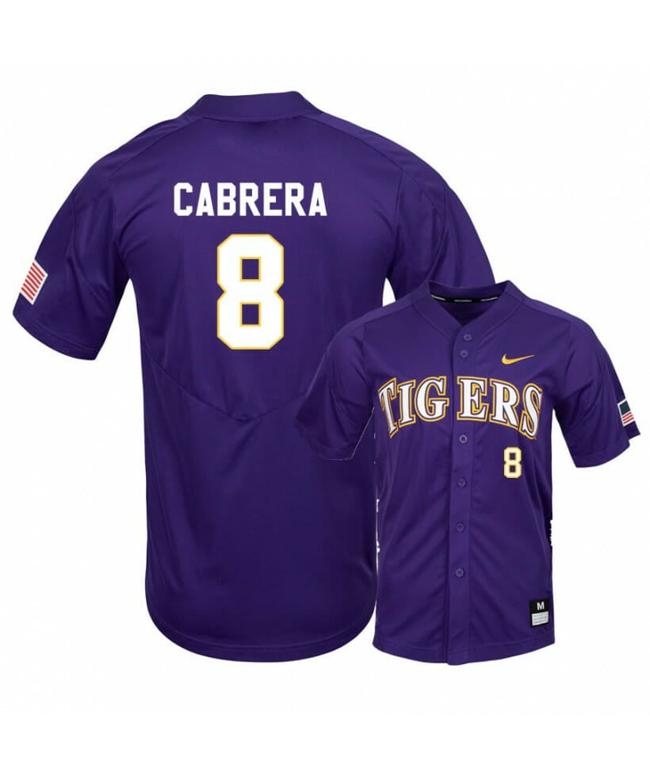 Men's LSU Tigers 8 Daniel Cabrera Purple Elite College Baseball Jersey