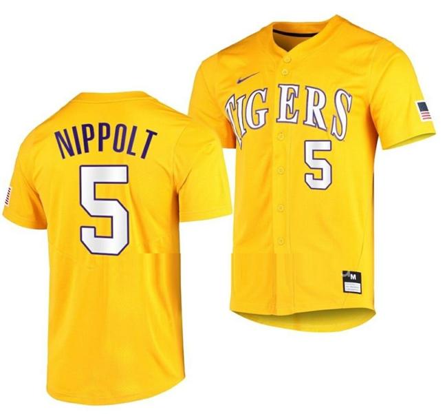 Men's Ben Nippolt Jersey Lsu Tigers Baseball NCAA College Vapor Untouchable Elite Gold #5