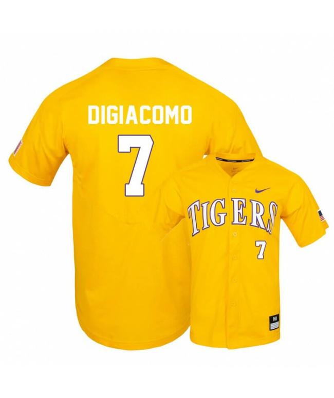 Men's LSU Tigers 7 Giovanni DiGiacomo Yellow Elite College Baseball Jersey