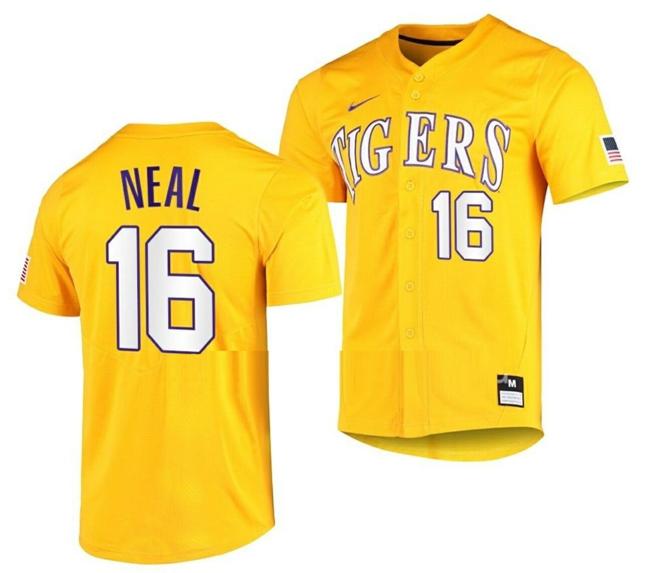 Men's Shaquille Neal Jersey Lsu Tigers Baseball NCAA College Vapor Untouchable?Elite?Gold?#16